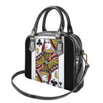 Queen Of Clubs Playing Card Print Shoulder Handbag