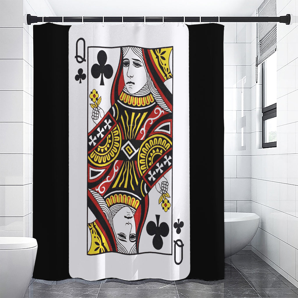 Queen Of Clubs Playing Card Print Shower Curtain