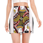 Queen Of Clubs Playing Card Print Side Slit Mini Skirt