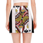 Queen Of Clubs Playing Card Print Side Slit Mini Skirt