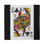Queen Of Clubs Playing Card Print Silk Bandana