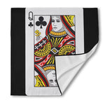 Queen Of Clubs Playing Card Print Silk Bandana