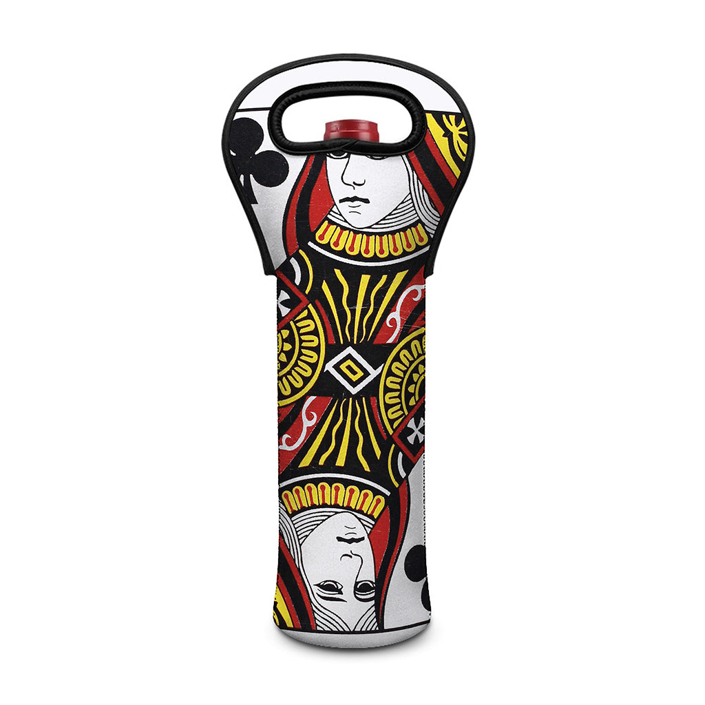 Queen Of Clubs Playing Card Print Single Neoprene Wine Tote
