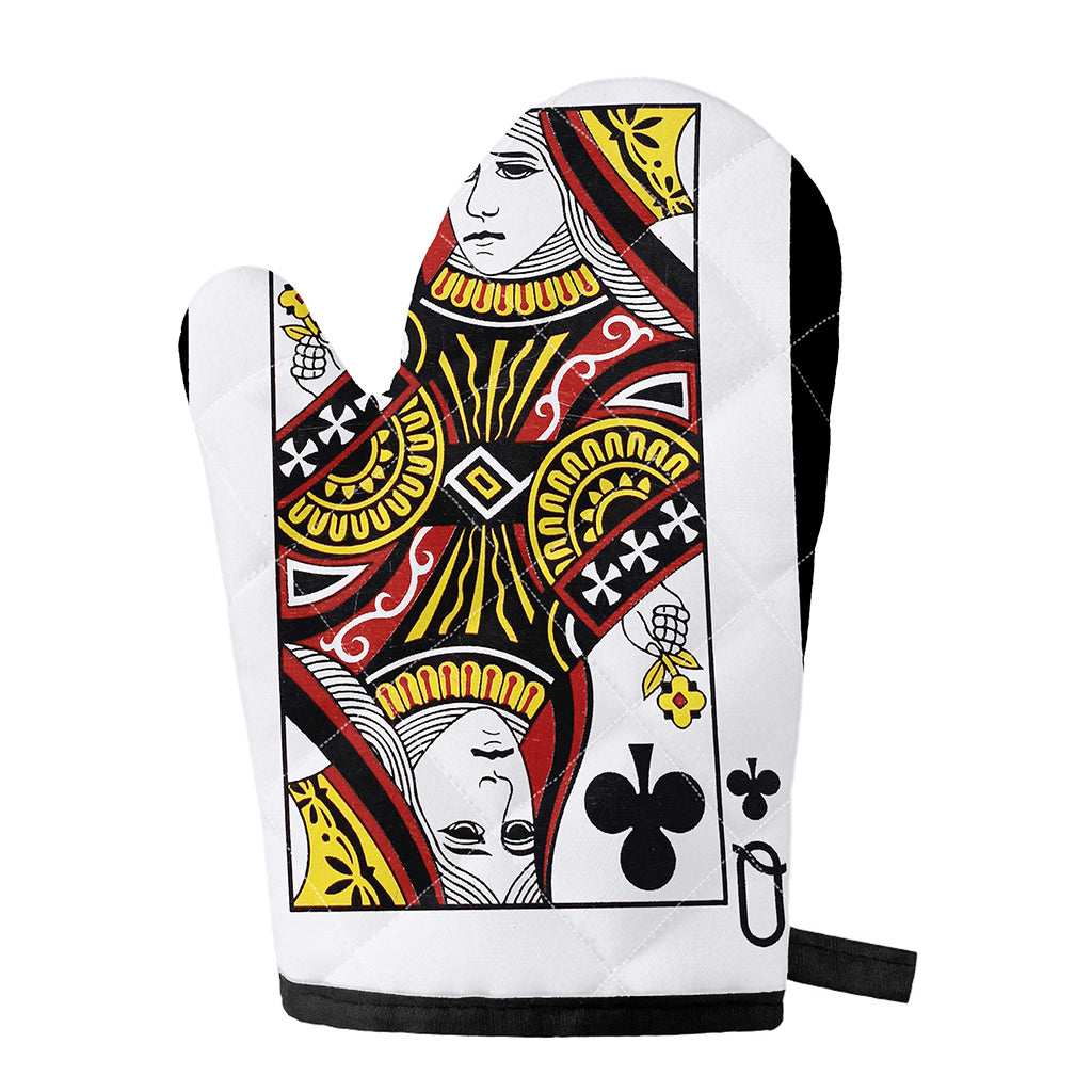 Queen Of Clubs Playing Card Print Single Oven Mitt
