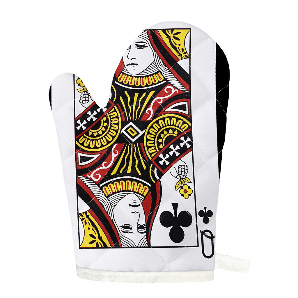 Queen Of Clubs Playing Card Print Single Oven Mitt