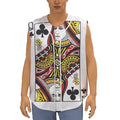 Queen Of Clubs Playing Card Print Sleeveless Baseball Jersey