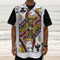 Queen Of Clubs Playing Card Print Textured Short Sleeve Shirt
