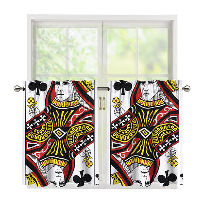 Queen Of Clubs Playing Card Print Tier Curtains