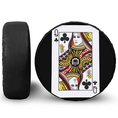 Queen Of Clubs Playing Card Print Tire Cover With Camera Hole