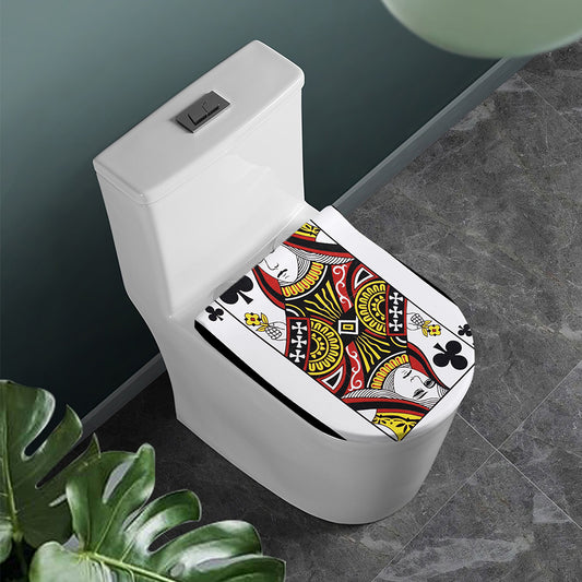 Queen Of Clubs Playing Card Print Toilet Lid Cover