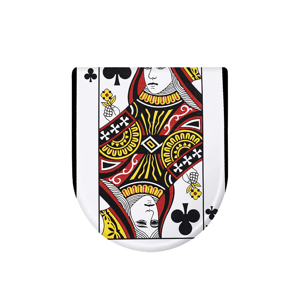 Queen Of Clubs Playing Card Print Toilet Lid Cover