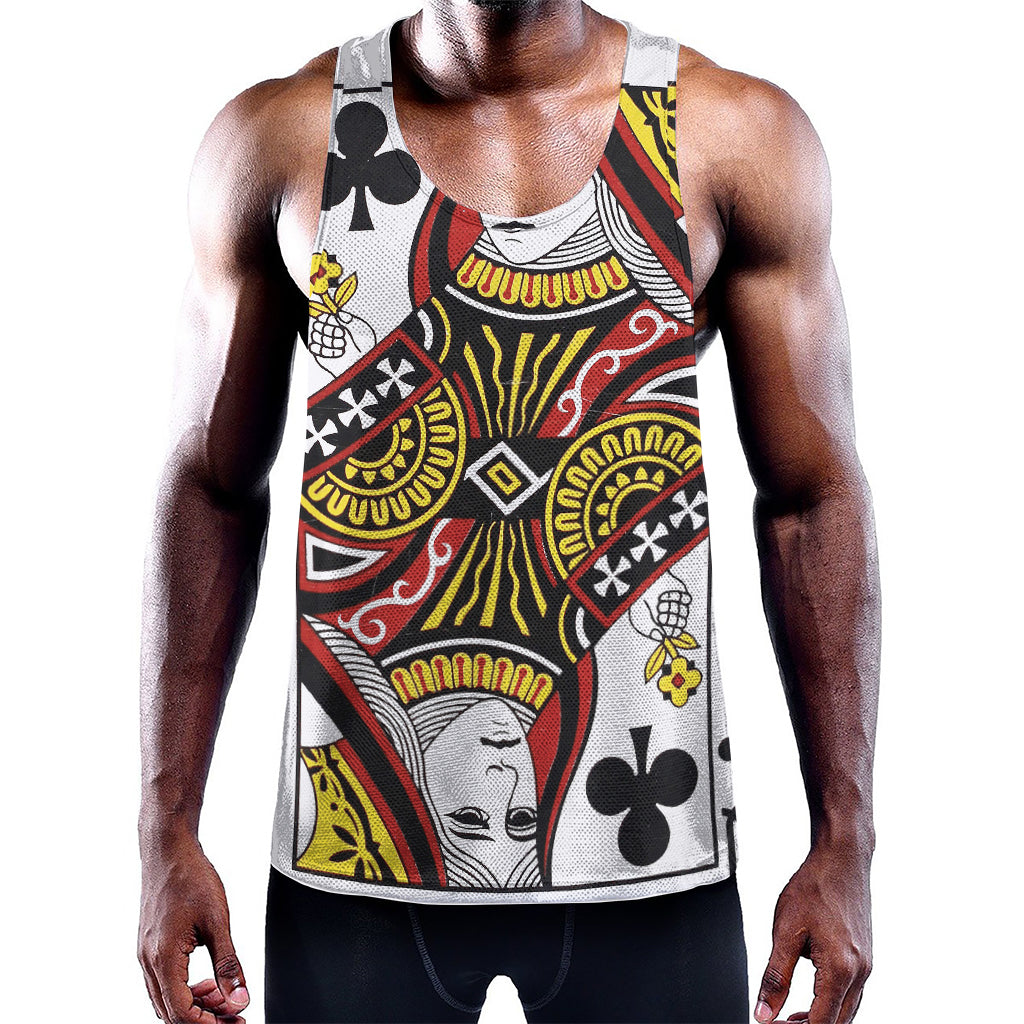 Queen Of Clubs Playing Card Print Training Tank Top