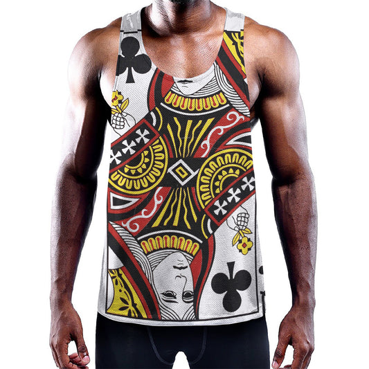 Queen Of Clubs Playing Card Print Training Tank Top