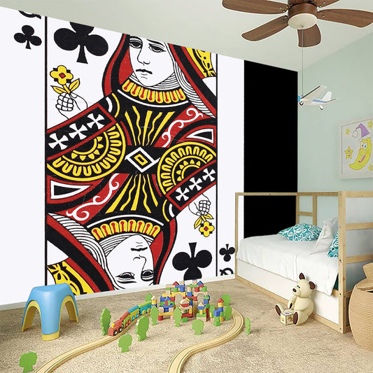 Queen Of Clubs Playing Card Print Wall Sticker