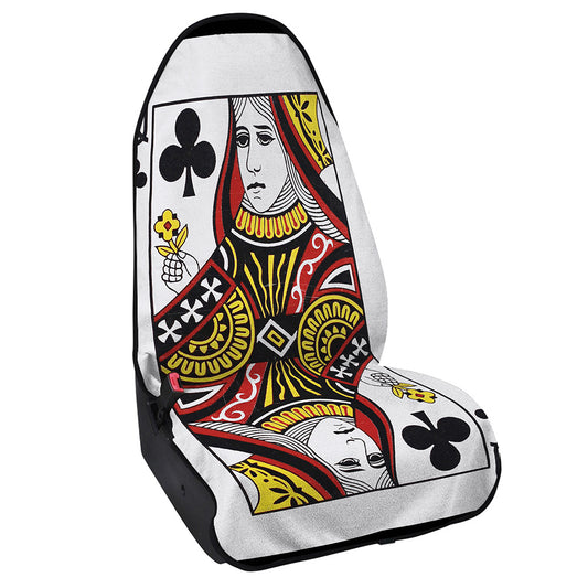 Queen Of Clubs Playing Card Print Waterproof Car Seat Cover