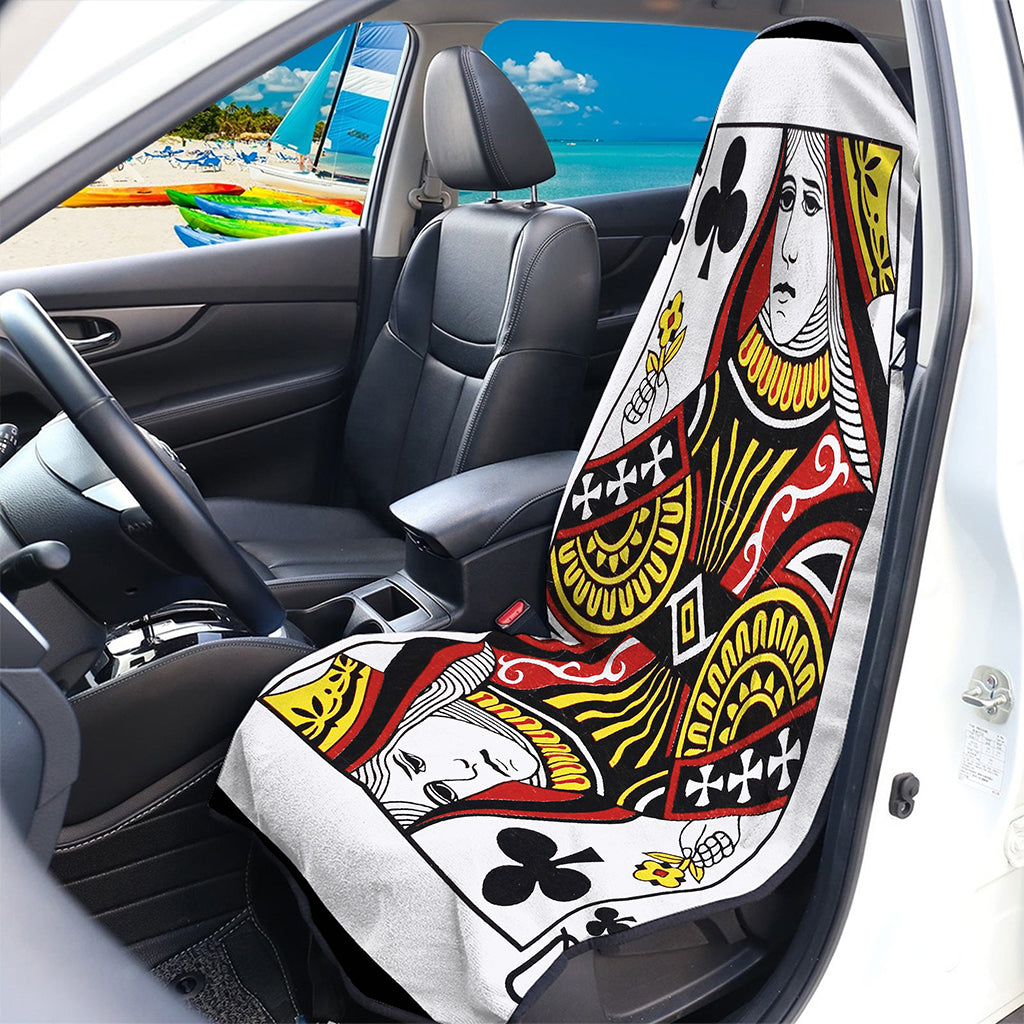 Queen Of Clubs Playing Card Print Waterproof Car Seat Cover