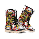 Queen Of Clubs Playing Card Print Winter Boots
