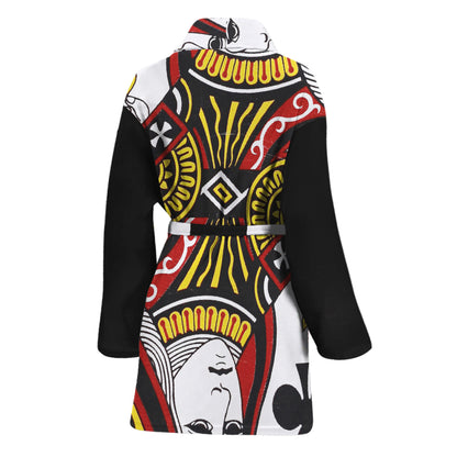 Queen Of Clubs Playing Card Print Women's Bathrobe