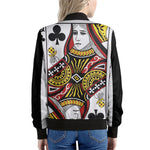 Queen Of Clubs Playing Card Print Women's Bomber Jacket