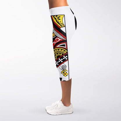 Queen Of Clubs Playing Card Print Women's Capri Leggings