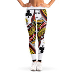 Queen Of Clubs Playing Card Print Women's Leggings