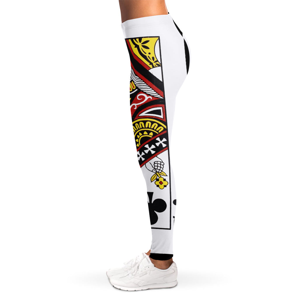 Queen Of Clubs Playing Card Print Women's Leggings