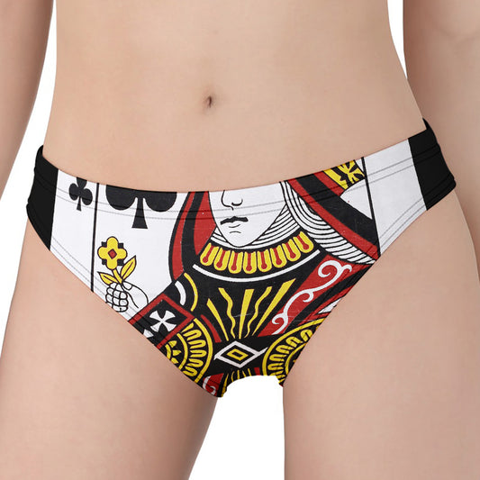 Queen Of Clubs Playing Card Print Women's Panties