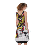 Queen Of Clubs Playing Card Print Women's Sleeveless Dress