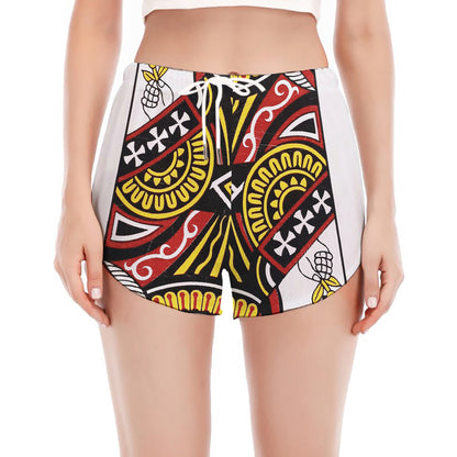 Queen Of Clubs Playing Card Print Women's Split Running Shorts