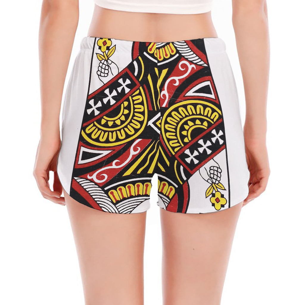 Queen Of Clubs Playing Card Print Women's Split Running Shorts