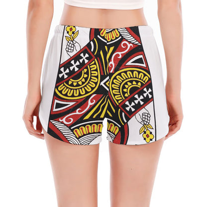 Queen Of Clubs Playing Card Print Women's Split Running Shorts