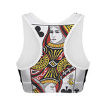 Queen Of Clubs Playing Card Print Women's Sports Bra