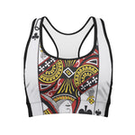 Queen Of Clubs Playing Card Print Women's Sports Bra