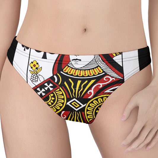 Queen Of Clubs Playing Card Print Women's Thong