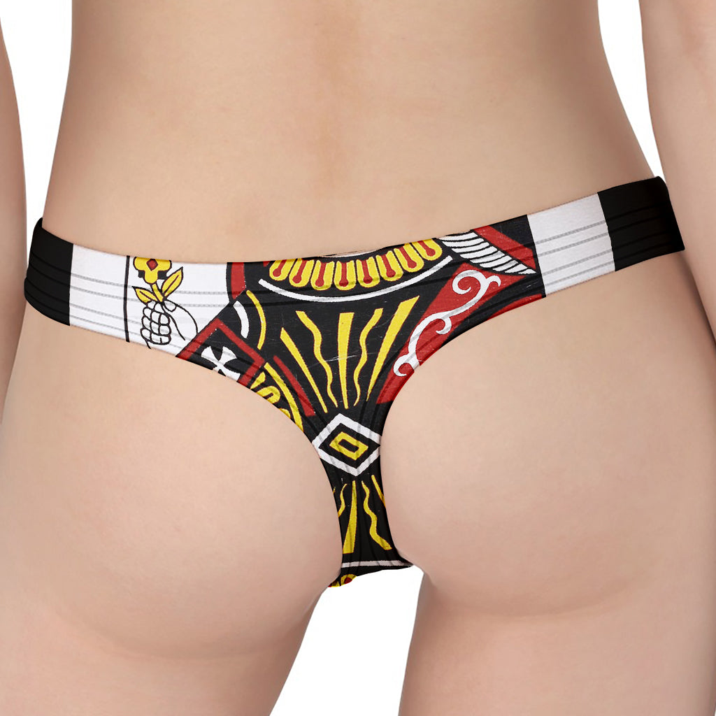 Queen Of Clubs Playing Card Print Women's Thong