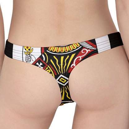Queen Of Clubs Playing Card Print Women's Thong