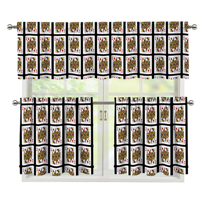 Queen Of Diamonds Pattern Print 3 Piece Kitchen Curtains