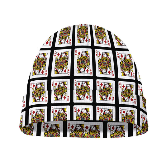 Queen Of Diamonds Pattern Print Beanie