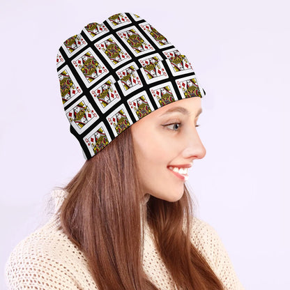 Queen Of Diamonds Pattern Print Beanie