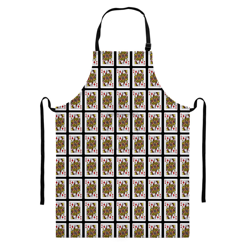 Queen Of Diamonds Pattern Print Bib Apron With Pocket