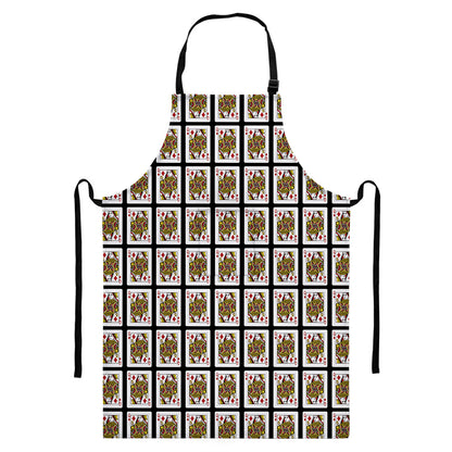 Queen Of Diamonds Pattern Print Bib Apron With Pocket