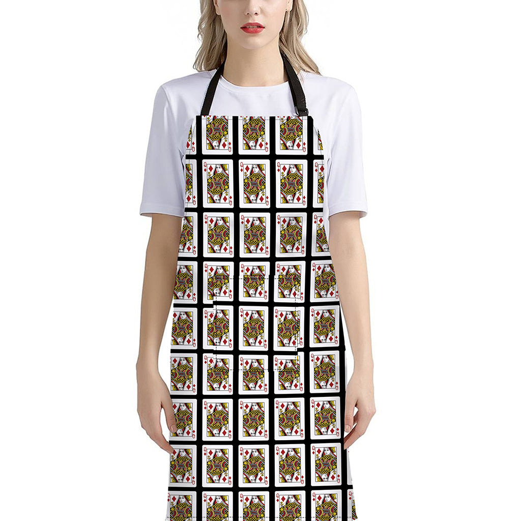 Queen Of Diamonds Pattern Print Bib Apron With Pocket