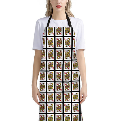 Queen Of Diamonds Pattern Print Bib Apron With Pocket