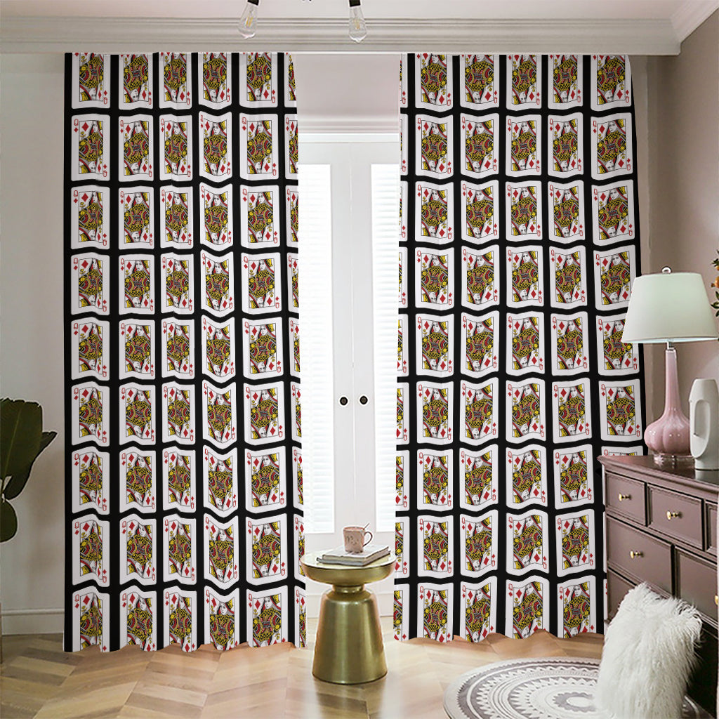 Queen Of Diamonds Pattern Print Blackout Pencil Pleat Curtains