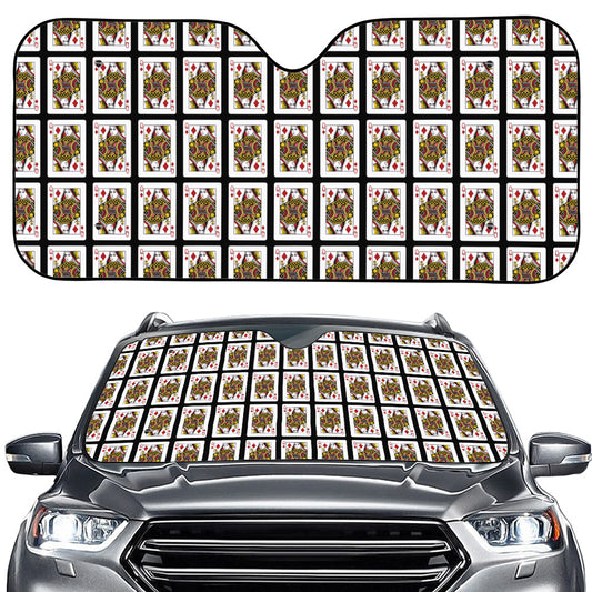 Queen Of Diamonds Pattern Print Car Windshield Sun Shade