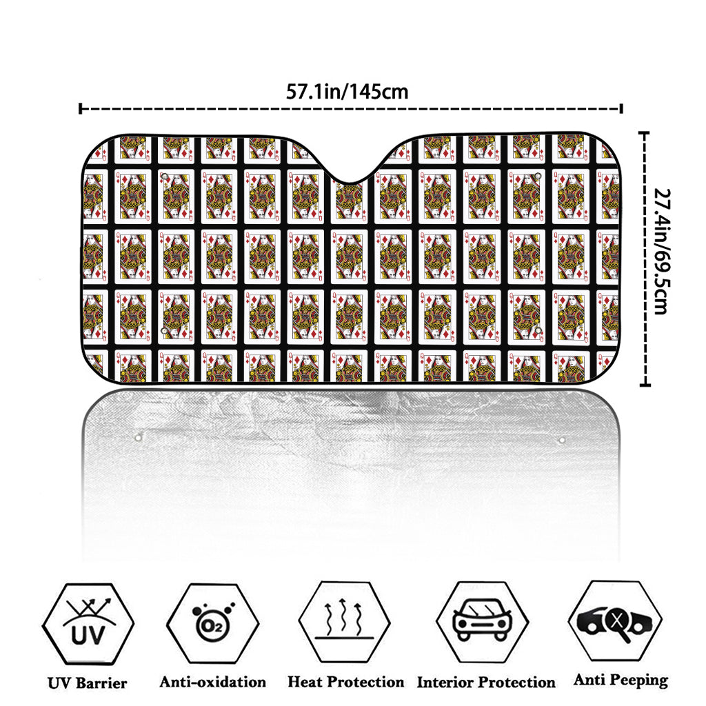 Queen Of Diamonds Pattern Print Car Windshield Sun Shade