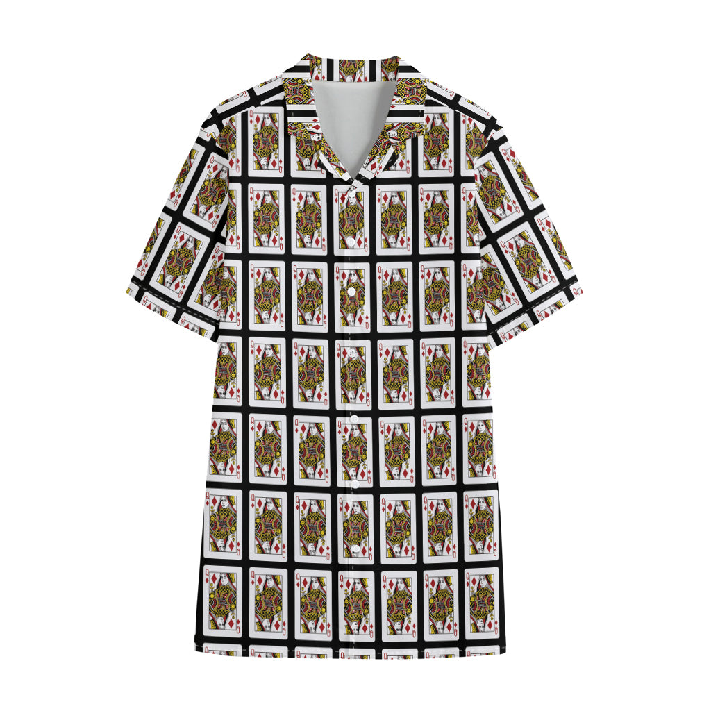 Queen Of Diamonds Pattern Print Cotton Hawaiian Shirt
