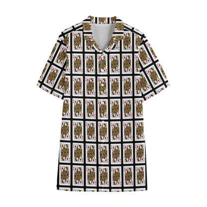 Queen Of Diamonds Pattern Print Cotton Hawaiian Shirt