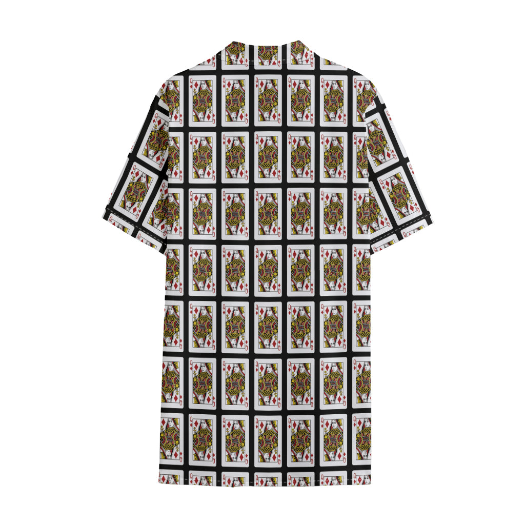 Queen Of Diamonds Pattern Print Cotton Hawaiian Shirt