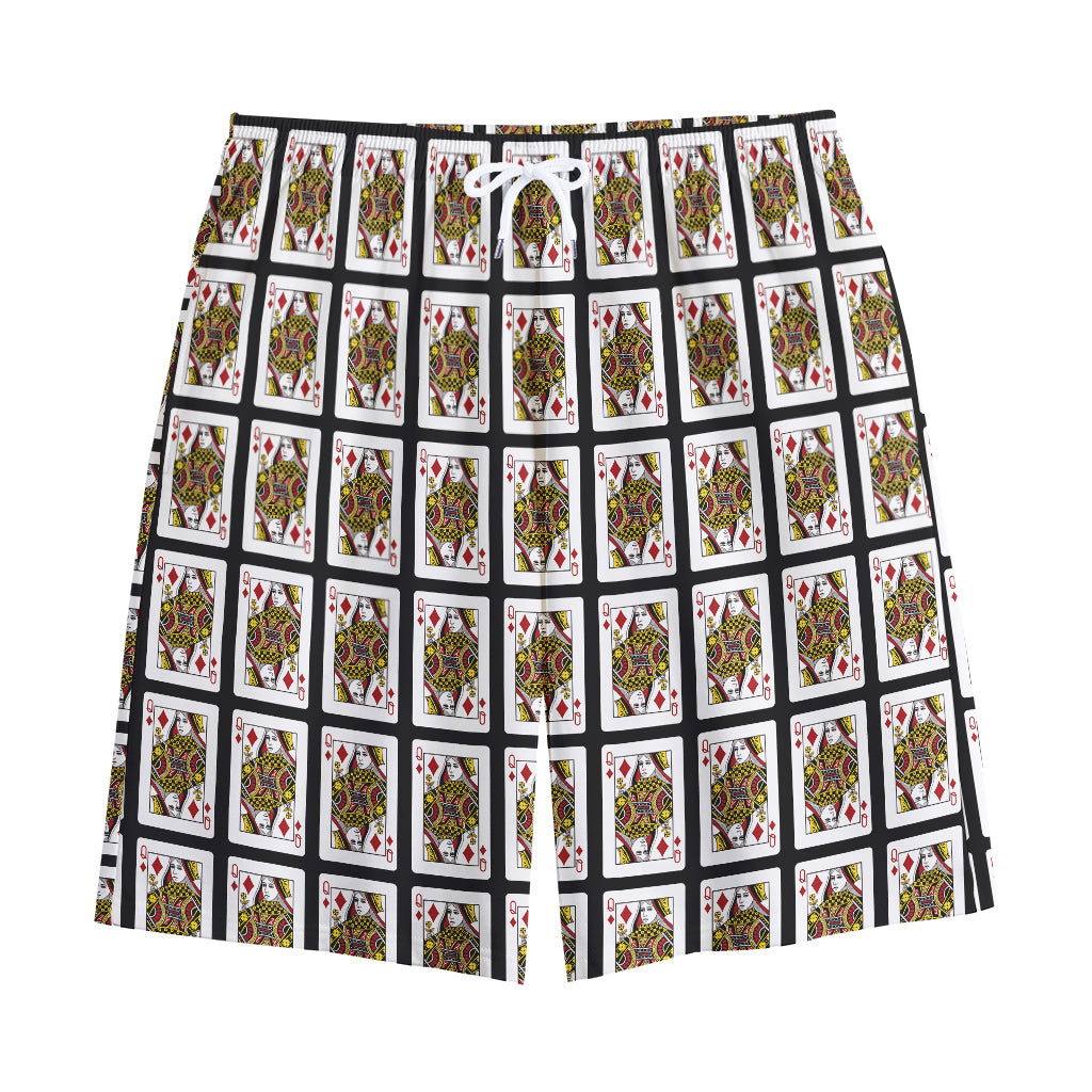 Queen Of Diamonds Pattern Print Cotton Shorts